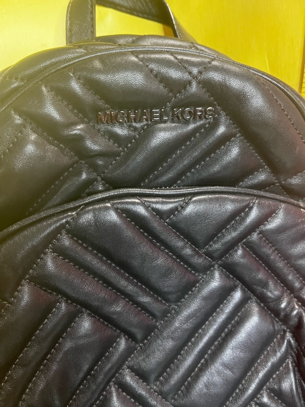 Michael Kors Black Quilted Chevron Leather Backpack